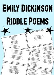 Emily Dickinson Riddle Poems Poetry Lessons Emily Dickinson Elementary Poetry