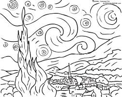 Starry Night By Vincent Van Gogh Coloring Page Free Printable Coloring Pages Van Gogh Coloring Starry Night Van Gogh Van Gogh Art