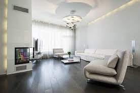 Dark Grey Hardwood Floors Living Room Design White Sofa Modern Lighting White Walls Living Room Black Wood Floors Living Room Wood