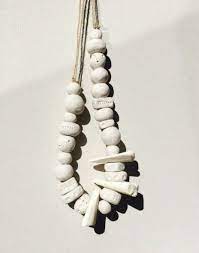 Handmade Clay Bead Cuttlefish Bone Wall Hanging Decor Necklace Clay Beads Clay Hanging Wall Decor