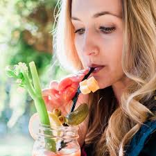 Black Bloody Mary Steel Straw Skewers With Picks