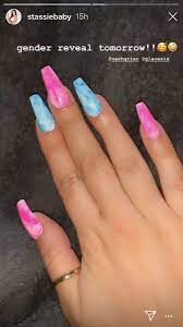 Gender reveal nail ideas 2021. Pin By Sammyxo On Nails In 2021 Gender Reveal Nails Nails Acrylic Nail Designs