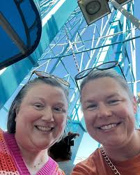 Red face and wet hair = proof that I hit up the pool today and still  remember how to swim after a multi year hiatus due to cancer, Covid, and  moving to