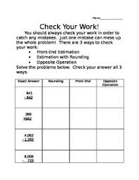 Check Your Work Rounding Front End Estimation Opposite Operation Estimation Opposites Teaching Math