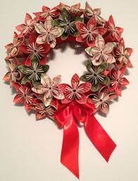 Origami Paper Flower Wreath Kusudama Paper Flower Wreath Christmas Wreath Holiday Wreath Paper Wreat Paper Flower Wreaths Christmas Origami Paper Flowers