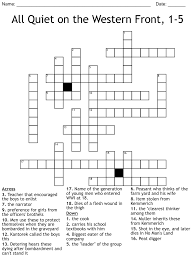 All Quiet on the Western Front, 1-5 Crossword - WordMint