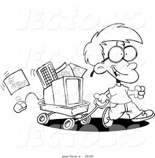 Magic gold lamborghini car coloring book videos for kids. Vector Of A Cartoon Geeky Boy Moving His Computer In A Wagon Coloring Page Outline By Toonaday 20430