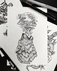 All designs are licensed and ready for use. Wolf Howling At The Moon Tattoo Sketch Steemit