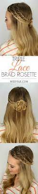 Triple Lace Braided Rosette Hair Styles Lace Braid Pretty Hairstyles