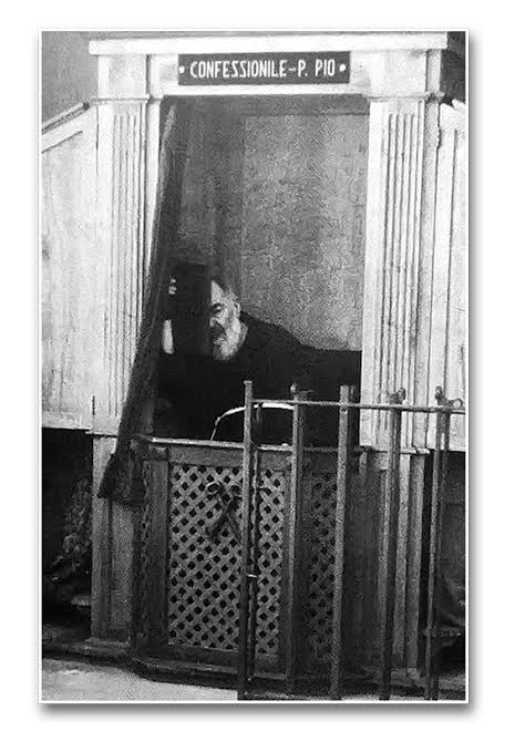 Padre Pio in his confessional, AI generated