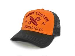 Rokker Hat Venice Custom Trukker Orange Hats Trucker Hat Motorcycle Outfit