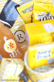 I just thought this was an awesome gift idea…and fairly cheap! Box Of Sunshine Gift Ideas Gift Baskets Of All Things Yellow Fantabulosity