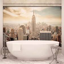 Manhattan at night kann den look ihrer wohnung total verändern. Fototapete Tapete New York City View Saulen Bei Europosters Kostenloser Versand