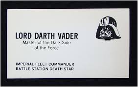 Funny illustration character on business card. Darth Vader Business Card Funniest Business Cards