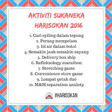 Terlalu padat aktiviti sehinggakan tak sempat nak update blog ni. Twitter à¤ªà¤° Harisokan Ini Antara Aktiviti Sukaneka Yang Akan Ada Di Harisokan 2016 Nanti