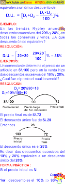 Dos descuentos sucesivos del 40% y 50% equivalen a un descuento gnico del 70%. Tanto Por Ciento Problemas Resueltos