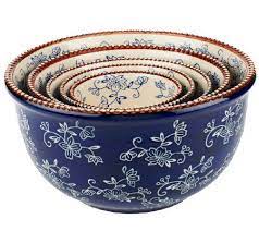 Temp Tations Floral Lace 5 Piece Concentric Bowl Set Qvc Com Blue And White China Blue Christmas Decor Floral Lace