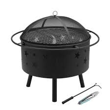 Cast iron with food grade enamel. 30 2 In 1 Fire Pit Bbq Grill
