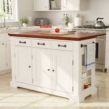 Country Kitchen Large Kitchen Island In White Finish With Vintage Oak Top Walmart Com Large Kitchen Island Country Kitchen Island White Kitchen Remodeling