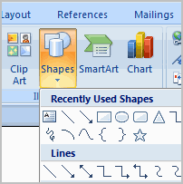 word 2007 working with shapes print page