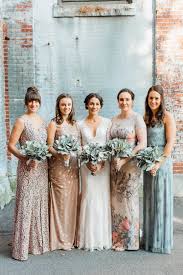 Industrial Chic Meets Boho Beauty For This Fall New England Wedding Patterned Bridesmaid Wedding Bridesmaid Dresses Floral Bridesmaid