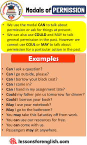 Englishstudy 4 months ago no comments. Modal Verbs Of Permission Lessons For English