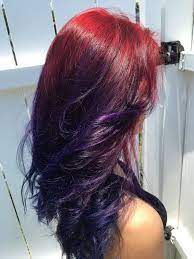 Ombre Starting With Red Violet Into Purple Then Deep Blue Hair Colors Fun Abstract Colors For A Brunette This Summer Blue Ombre Hair Hair Color Blue Blue Hair