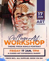 Collage Art Workshop: Create Your Own Frida Masterpiece Unleash your  creativity at Joons Art Bar's Collage Art Workshop, where we'll guide you  through crafting a stunning mixed-media portrait of Frida Kahlo. Date:  Friday,