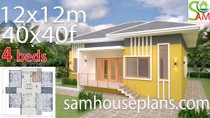 Duplex house plans with garage best of duplex house plans. House Plans 12x12 Meter 4 Bedrooms Hip Roof 40x40 Feet Samhouseplans