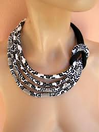 Black And White Jewelry Sets Black And White Jewelry Set Fabric Asymmetric Side Knot Necklace Statement Bib Neck Piece Nyaklancok Fulbevalo Kiegeszitok