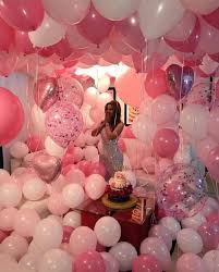 Birthday Surprise For Girlfriend In Lockdown Balloon Suprise Birthday Present Gifts Pink White Silver Shocked Reaction Birthday Goals Birthday Room Decorations Birthday Decorations