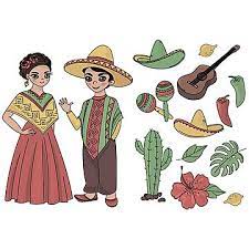 Mexico Dibujos Animados Viaje Pais Clip Art Color Vector Ilustraciones Para Scrapbook Babybook Y Tarjetas De Impresion Digital Y Albumes De Fotos Para Ninos Me Ilustraciones Dibujos Dibujos De La Independencia