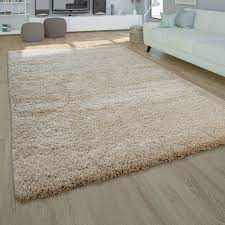 Hochflor teppich 160x200 cm langflor shaggy teppiche für wohnzimmer flauschig bettvorleger schlafzimmer outdoor grau. Moderner Hochflor Teppich Einfarbig Creme Teppichcenter24