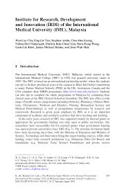 Why international medical university (imu)? Pdf Institute For Research Development And Innovation Irdi Of The International Medical University Imu Malaysia