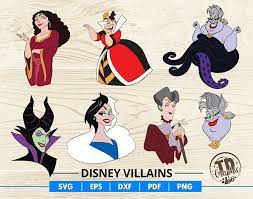 Disney Villains Svg Disney Bad Girls Clipart Ursula Maleficent Lady Tremaine Cruella De Vil Mother Gothel Svg Eps Dxf Pdf And Png Disney Villains Disney Cruella De Vil