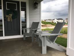 4 Slat Modern Style Adirondack Chairs Stained With Cabot Driftwood Grey Solid Stain Adirondack Furniture Porch Patio Furniture