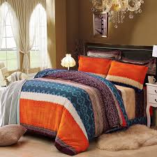 Burnt orange and dark teal are the perfect combo for a warm, fall wedding. Orange Brown And Dark Teal Wide Stripe Print Shabby Chic Exotic Western Style 100 Brushed Cotton Full Queen Size Bedding Sets Enjoybedding Com