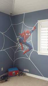 Boy S Room Tait S Bedroom With Spiderman On The South And East Wall Spiderman Room Marvel Bedroom Spiderman Bedroom