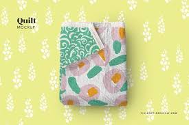Quilt Blanket Mockup Quilt Blanket Surface Pattern Design Branding Mockups