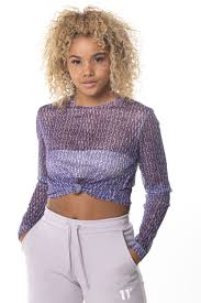 Meet our mesh long sleeve tops edit, here to bring a little unique fashion into your life. All Over Print Mesh Long Sleeve Top Evening Haze Royal Purple 11 Degrees Women S