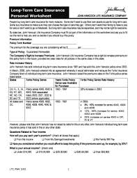 This rider is part of the living benefits options john hancock offers. Fillable Online Northwestplanning Long Term Care Insurance Personal Worksheet John Hancock Northwestplanning Fax Email Print Pdffiller
