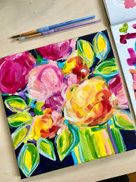 Painting simple flowers with acrylics. Easy Online Flower Painting Classes Acrylic Painting For Beginners With Step By Step Instructions Elle Byers Art