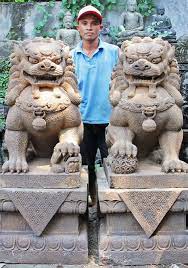 Sold Stone Pair Of Guardian Lions Or Foo Dogs 51 Foo Dog Statue Japanese Foo Dog Foo Dog Tattoo