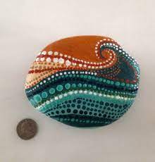 Ocean Aboriginal Rock Art Rock Art Aboriginal Dot Art Rock Design