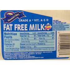 Your growing child needs vitamins and minerals like vitamin d and calcium to build strong bones. Calories In Fat Free Skim Milk From Mountain Dairy