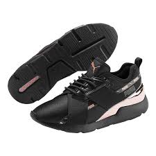 Black And Gold Puma Shoes Puma Women S Muse X 2 Shoes Black Gold Black Shoes Pumas Shoes All Black Sneakers