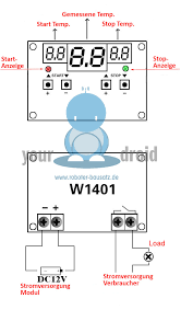 Tank und temperaturanzeige mit zeigerinstrumenten 6v und 12v. Xh W1401 12v Digitale Temperaturanzeige Mit Regler Thermostat Roboter Bausatz De