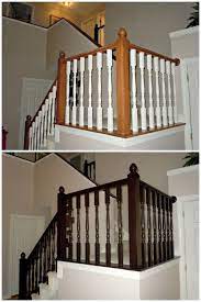 Diy Stair Banister Makeover Using Gel Stain Remodelaholic Home Remodeling Diy Stairs Home
