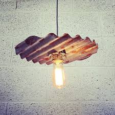 Swell Ceiling Light Made From Corrugated Metal Tin Ooak Pendant Light With Rustic Industrial Look Rustic Lighting Lights Rustic Light Fixtures