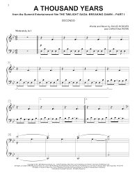 Musicnotes.com has been visited by 10k+ users in the past month A Thousand Years Sheet Music Christina Perri Piano Duet